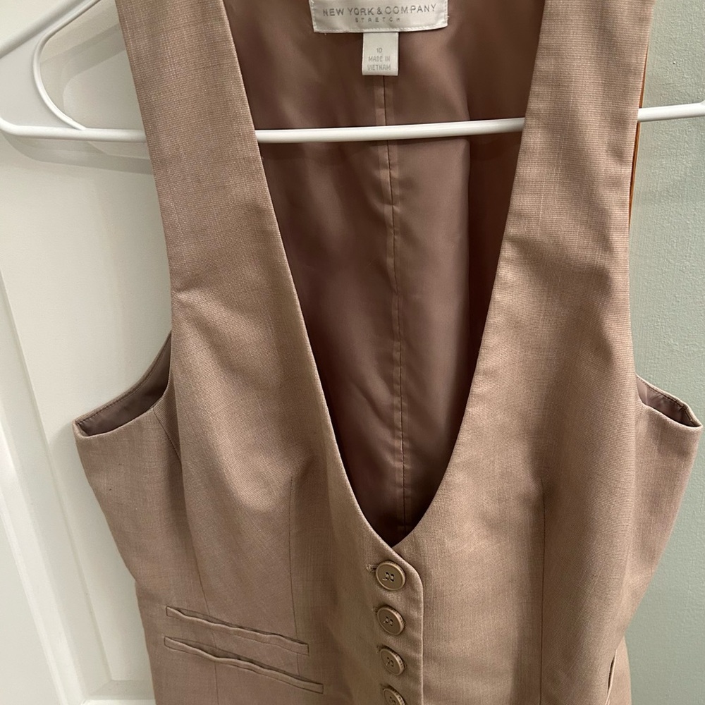 New York & Company Beige Buttoned Vest